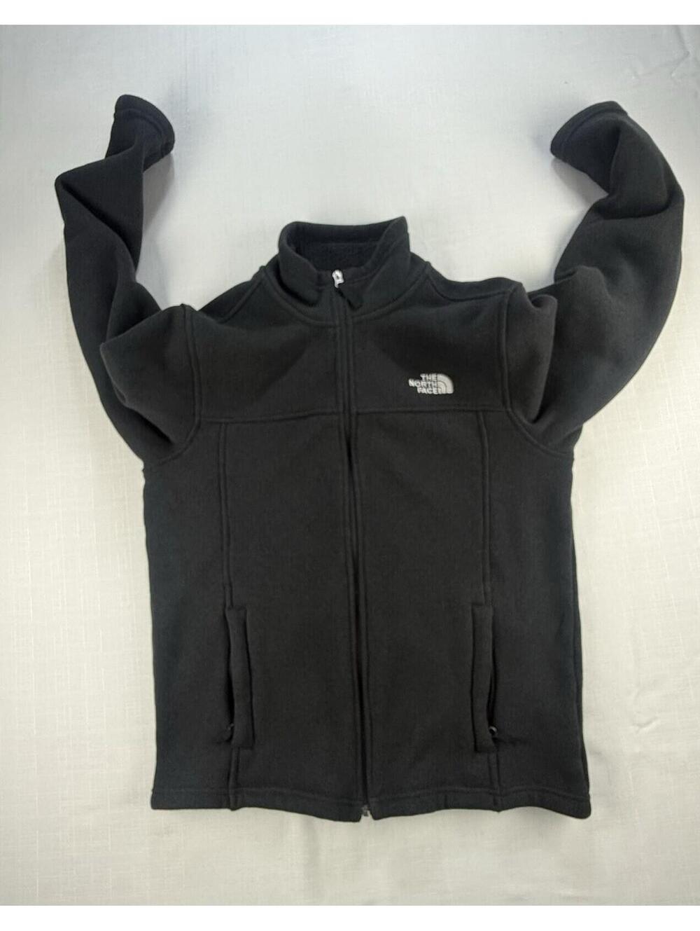 The North Face Mens Large Black Full Zip Fleece Jacket Logo Outdoor Coat